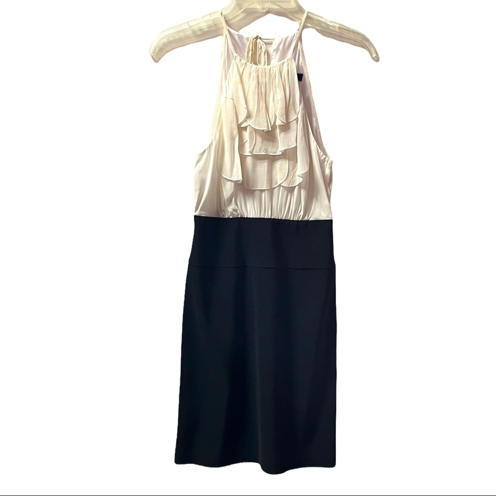 BCBGMAXAZRIA Bicolor Ruffle Halter Dress size 0